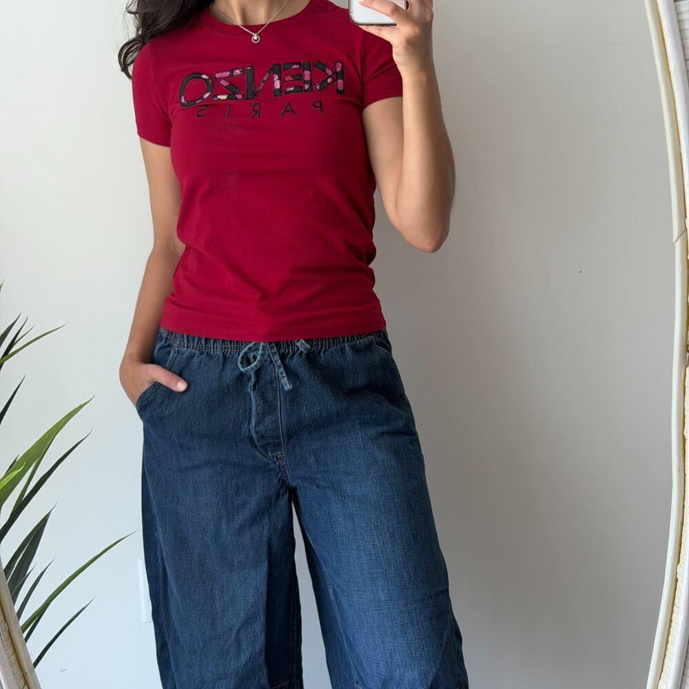 Kenzo Paris Shirt Women XS Graphic Logo Embroidered Baby Tee Short Sleeve Crewne - Picture 3 of 14